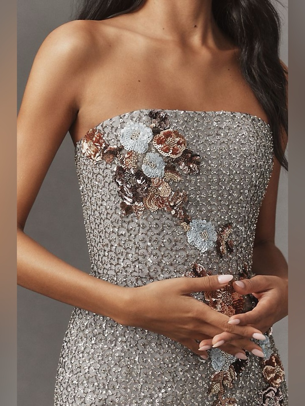 Helsi Silvia Strapless 3D Floral Sequin Dress Size XS - Picture 3 of 8